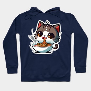 Adorable Kitten Enjoying a Heartwarming Meal Hoodie